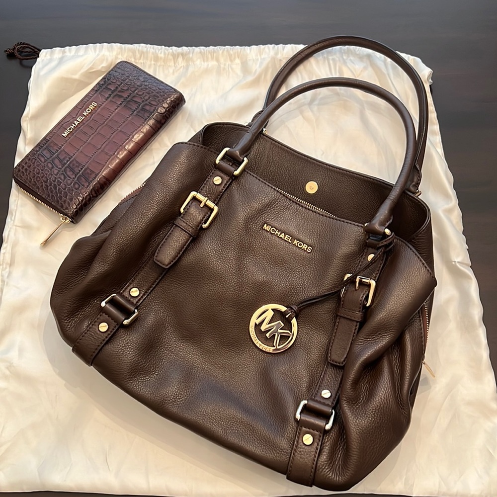 Michael Kors Dark Brown Large Leather Purse